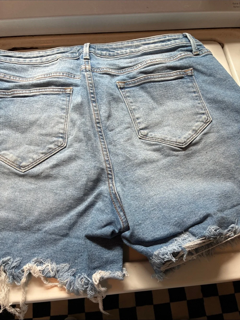DRIFTWOOD Light Blue Denim Shorts with Floral Embroidery - Picture 8 of 8